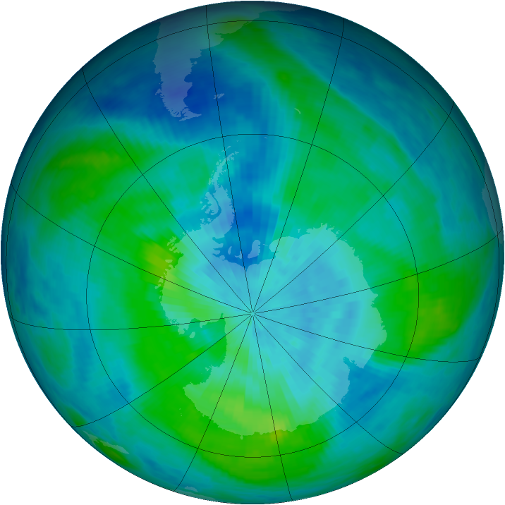 Antarctic ozone map for 10 March 1987